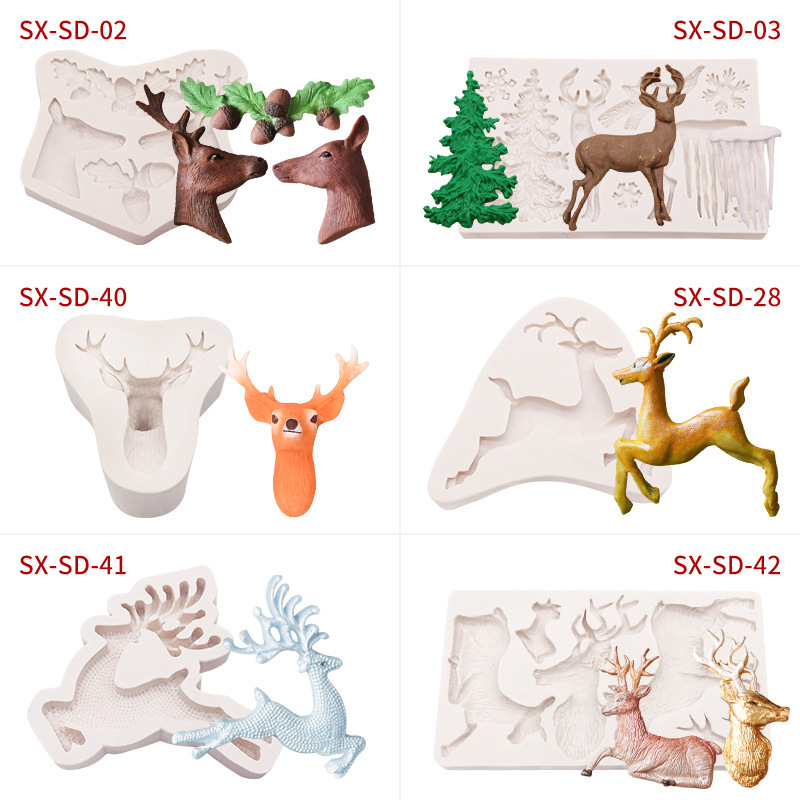 Picture of Sanxin Elk Flip Sugar Silicone Christmas Cake Mold Chocolate Decoration Mold DIY Baking Utensils