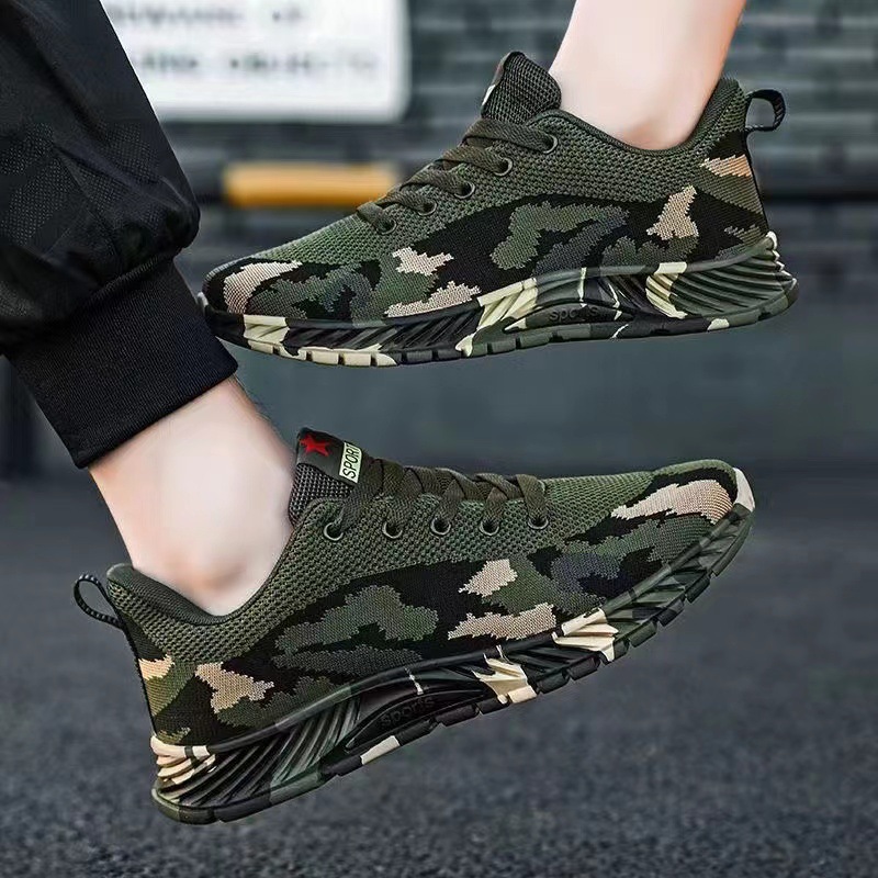 2024 Four Seasons Outdoor Mountaineering Training Shoes Students' Military Training Camouflage Mesh sneaker for Men and Women Couple