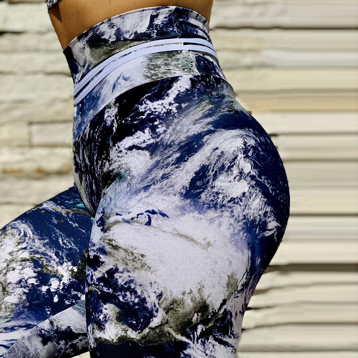 Spot New Abstract Printed Naked Yoga Pants Women's High Waist Hip-lifting Running Tight Stretch Sports Fitness Pants