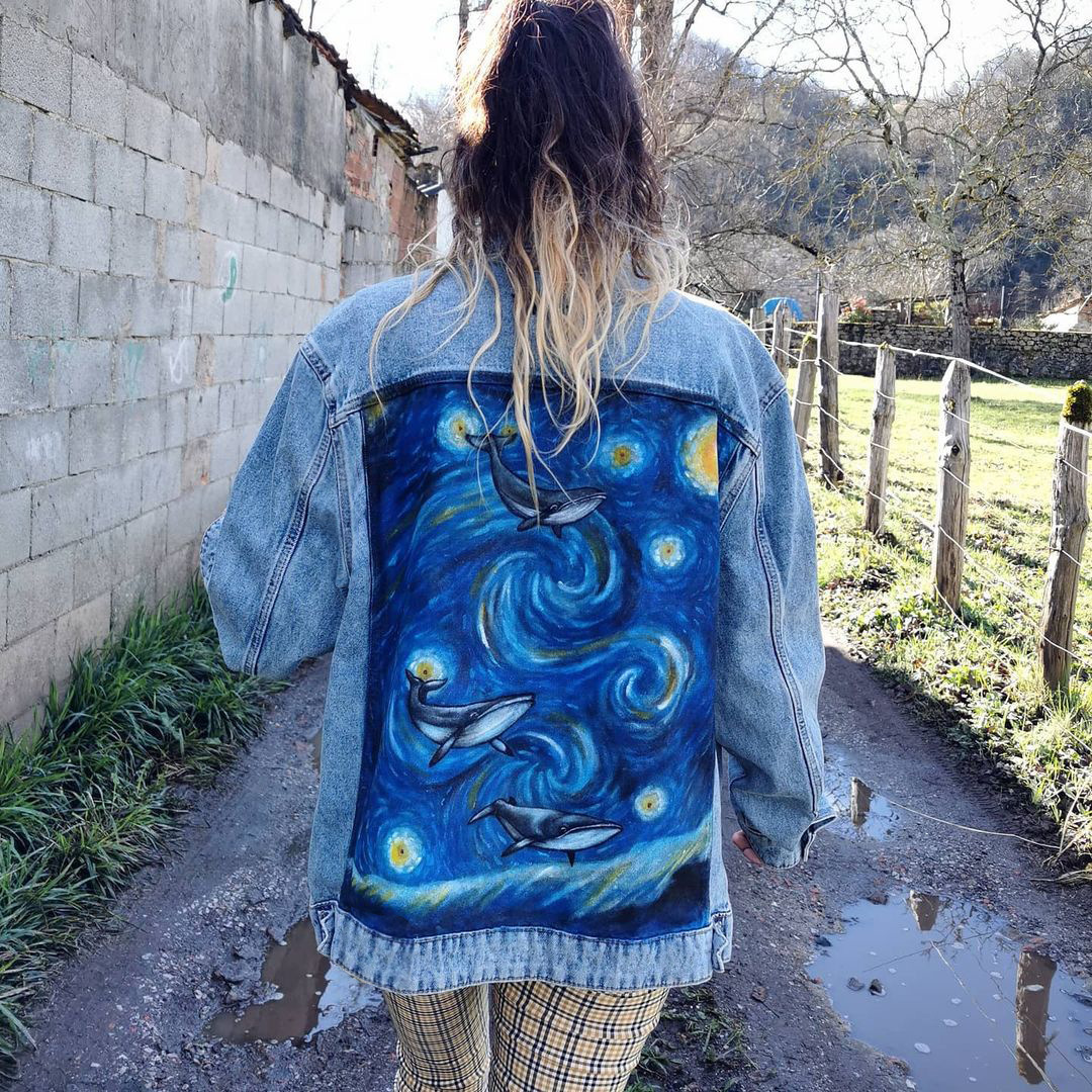European and American Graffiti Long Sleeve Denim Jacket Women's Jacket Top Cross Border Amazon 2433