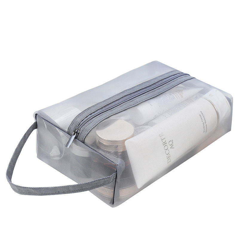 Picture of Mesh Portable Cosmetic Bag Women's Travel Transparent Wash Bag Skin Care Products Lipstick Eye Shadow Brush Storage Bag Large Capacity