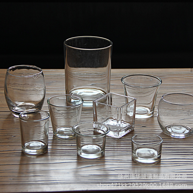 Picture of Transparent candle cup glass jar bedroom romantic Candlestick cup color frosted glass container aromatherapy empty cup with lid