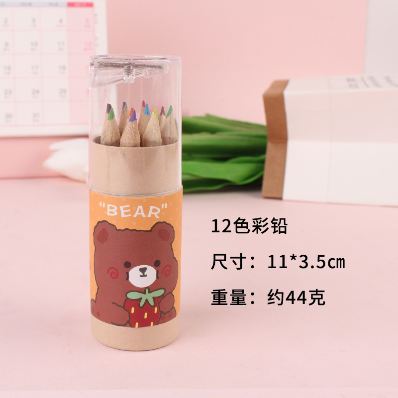 Picture of 12-Color Barreled Colored Lead Kidsren's Painting Graffiti Colored Lead Primary School Students School Supplies Kindergarten Art Training Pencil