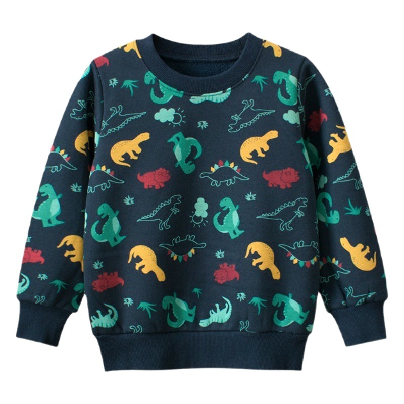 27kids cross-border children's clothing supply autumn and winter children's sweater dinosaur cartoon pullover baby clothes one-piece delivery