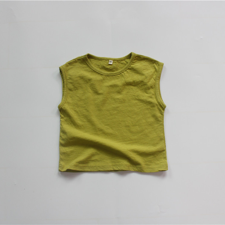 Picture of Summer Children's Vest Solid Color Boys' Vest Korean Style Solid Color Slub Cotton Thin Girls' Top Sleeveless Hair