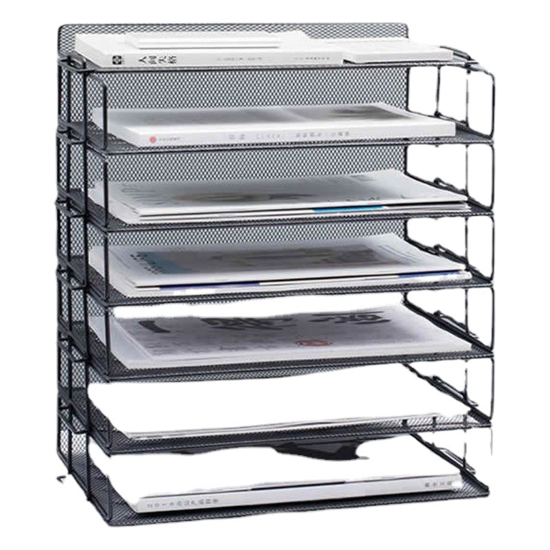 Desktop file rack horizontal laminated combination metal A4 paper file book office data storage rack hollow iron