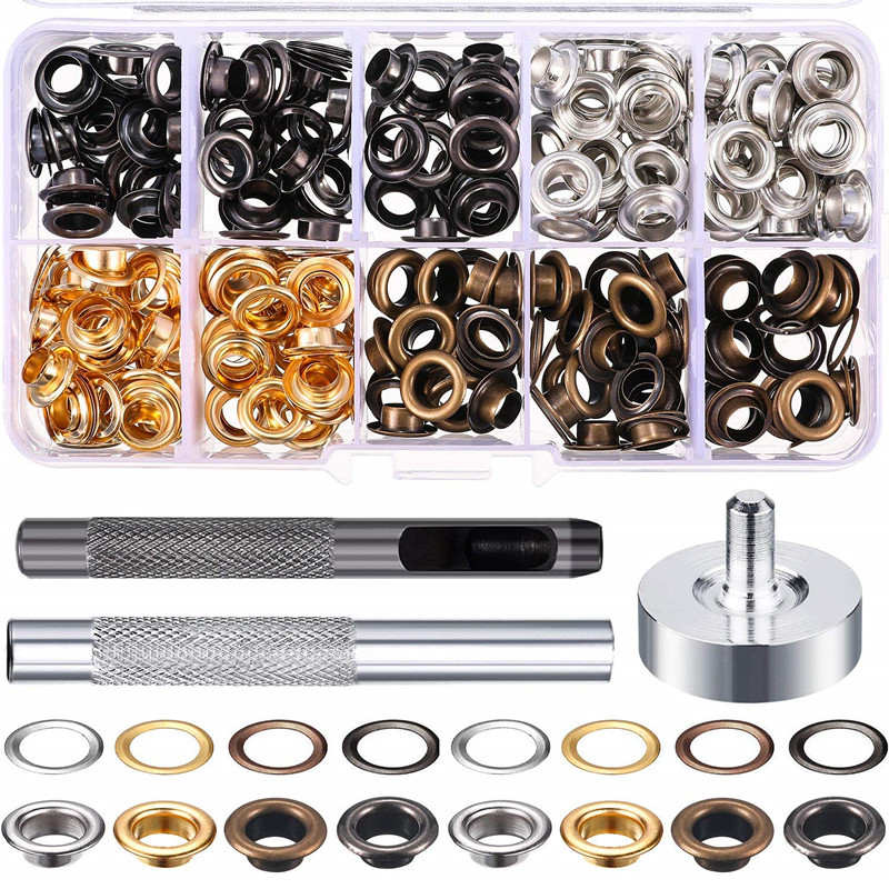 For cross-border 200 sets of 6mm inner diameter metal air eye + air eye installation tools copper eye buckle shoe eye buckle spot