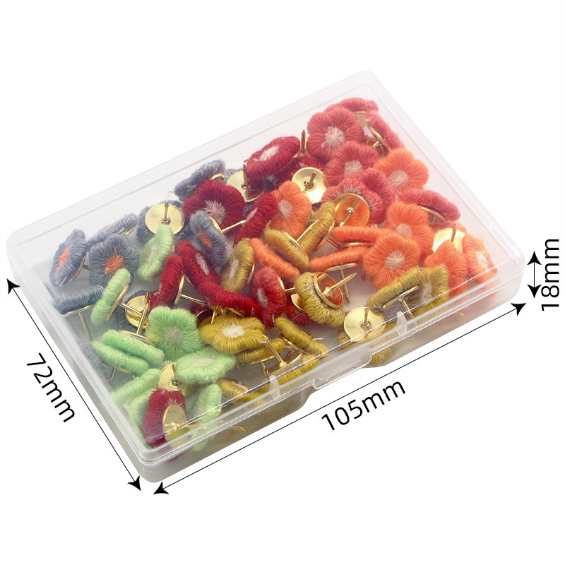 Picture of Creative Cute Embroidered Color Flower Dark/Light Color I-nails 60 PCs Plastic Boxed Metal Flat-head Nails