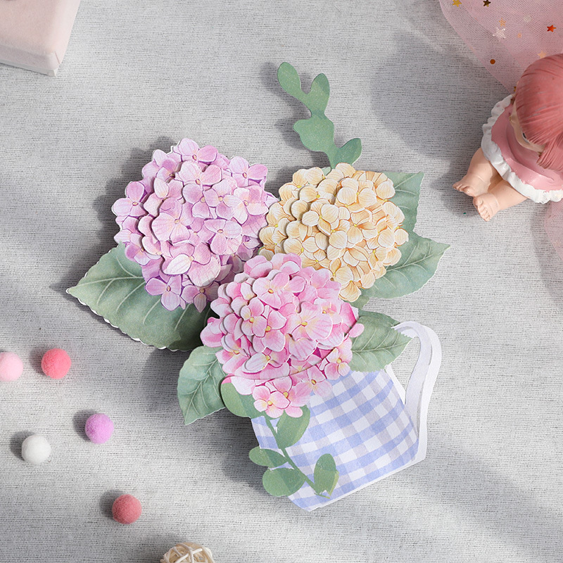 Picture of Mother's Day Three-Dimensional Greeting Card Hydrangea Flower Paper Carving Ornament Card Creative Birthday Wishes Handmade Gift Card Wholesale