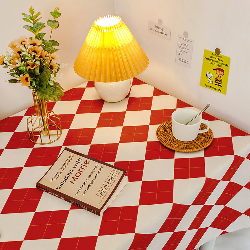 Picture of Checkerboard Tablecloth Ins Style Popular Photo Student Desk Dormitory Decoration Coffee Table Dustproof Picnic Stall Cloth