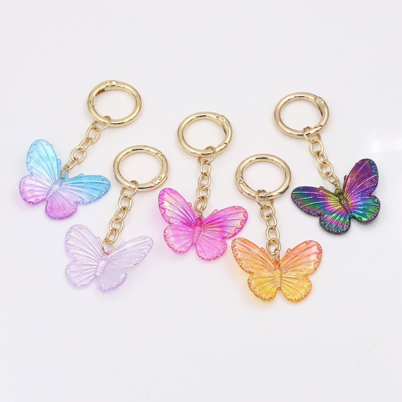Multicolor acrylic butterfly keychain insect small pendant girl student bag mobile phone pendant gift wholesale