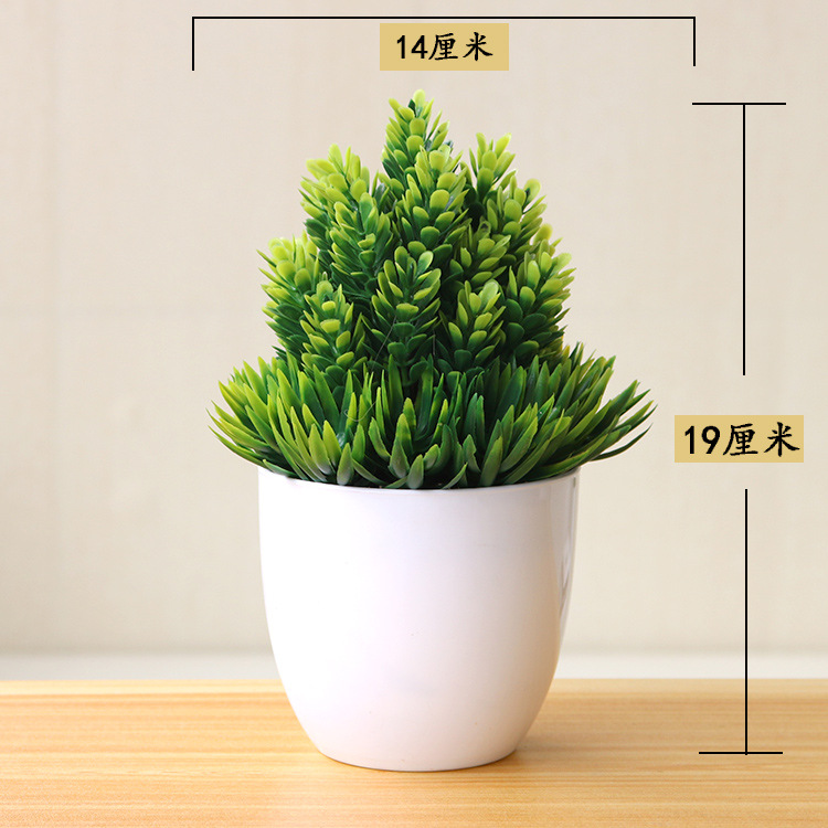 Picture of Sakura Snowball Simulated Plant Potted Grass Ball Bonsai Small Tree Home Decoration Flower Ornament Creative Mini Small Round Ball