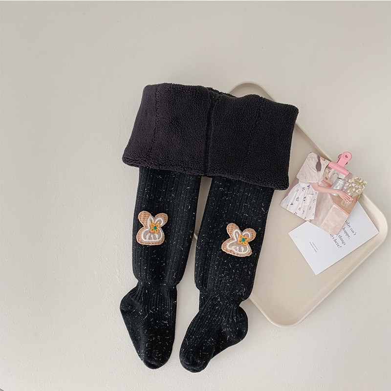 Picture of Children's pantyhose plus velvet padded autumn and winter new small flower bow pantyhose female baby warm bottomings wholesale