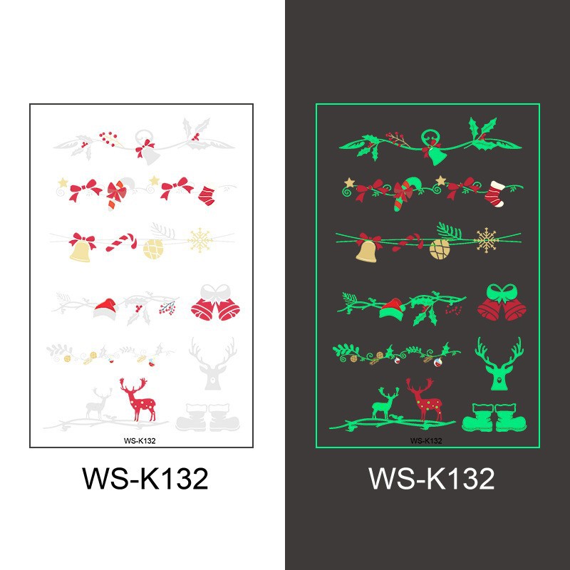 Picture of New Christmas Luminous Tattoo Sticker Children's Cartoon Snowflake Face Decoration Gift Waterproof Sweat Luminous Sticker