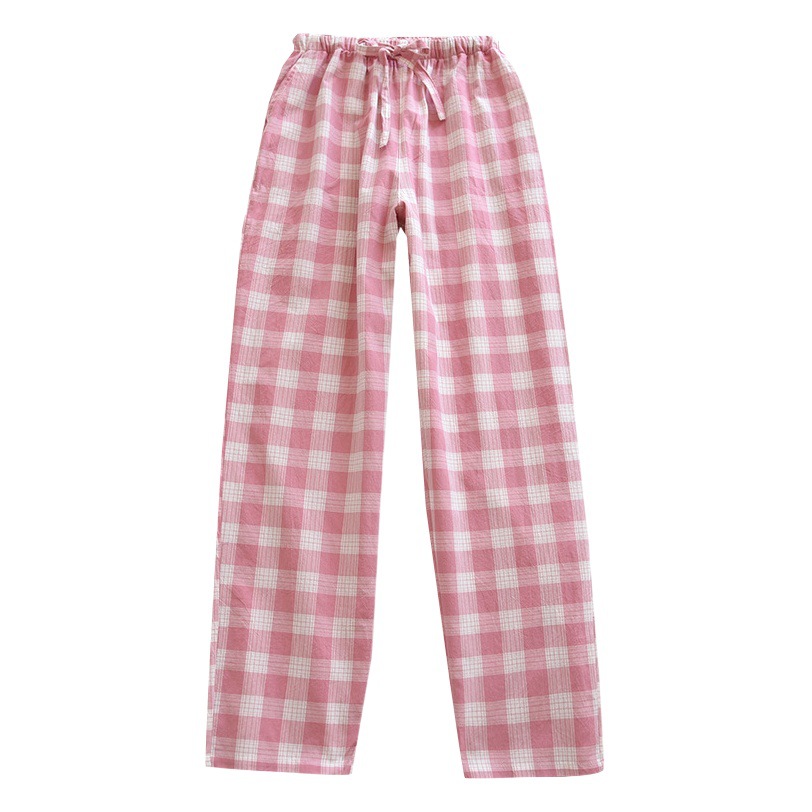 Pure Cotton Pajamas for Men and Women, Summer Loose Thin Large Size Spring & Fall Home Casual Plaid Cotton Home Pants