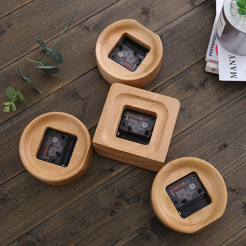 Picture of Beech Quiet Clock Solid Wood Watch Ornaments Living Room Modern Simple Log Cross-border Table Round Square