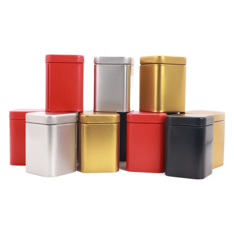 in stock Tinplate Tea Jar Small Jar Square Mini Tea Iron Box Black Tea White Tea Sealed Metal Packaging Box