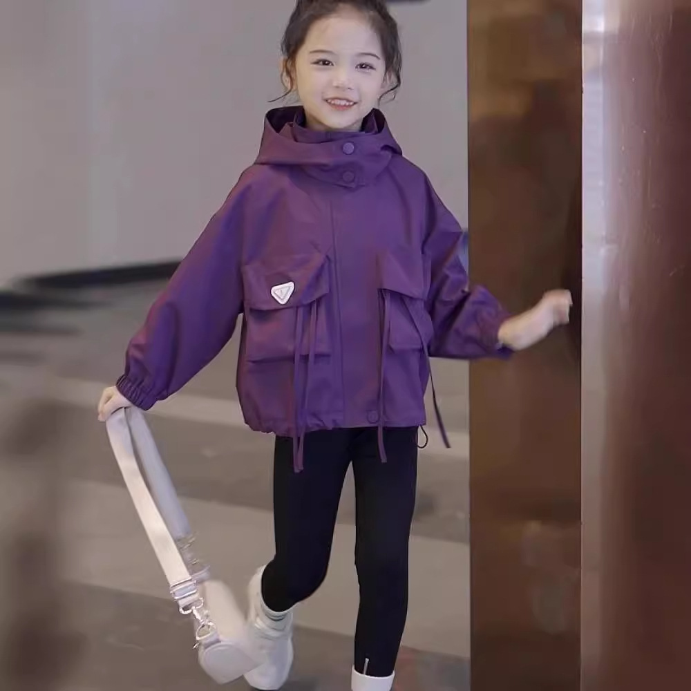 Picture of Girls' Coat Autumn 2024 New Stylish Children's Charge Clothes Girls' Sports Hooded Top Fashionable Outer