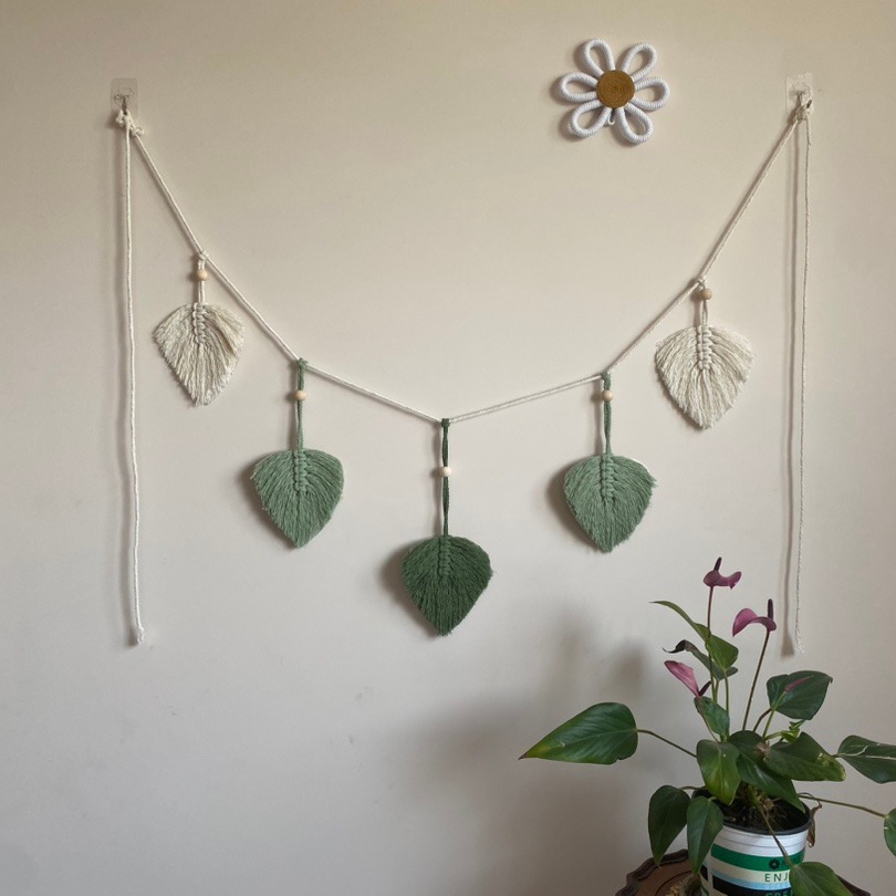 New creative tapestry Bohemian hand-woven cotton rope leaves room wall hanging home wall decoration