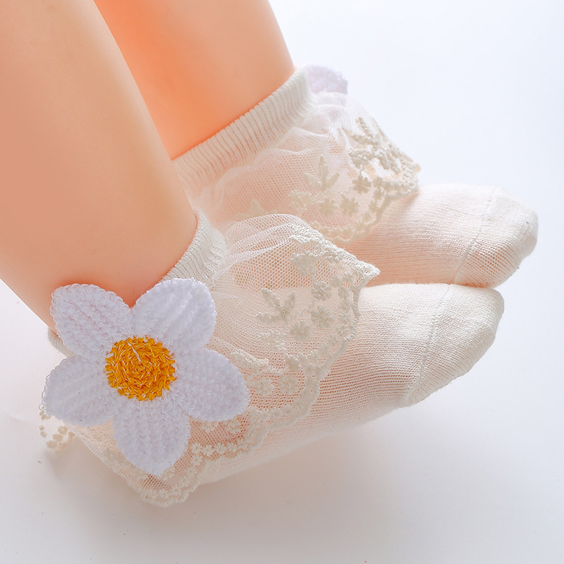 Picture of New Children's Lace Socks Korean Style Princess Socks Spring & Fall Girls' Socks Cartoon Cross-Border Export Baby Cotton Socks Thin Section