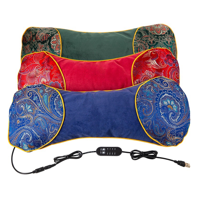 Electric Heating Bone Pillow, Velvet Mugwort Pillow for Autumn and Winter, Moxibustion Pillow, Multi-Functional Neck Pillow to Help Sleep, Cervical Spine Pillow