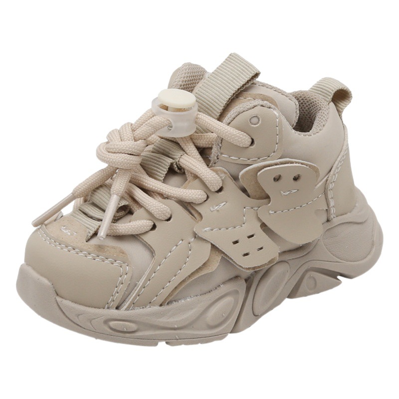 Spring and Autumn Children's sneaker Internet Celebrity Waterproof Leather Dad Shoes Soft Sole Non-slip Breathable Toddler Shoes for Boys and Girls