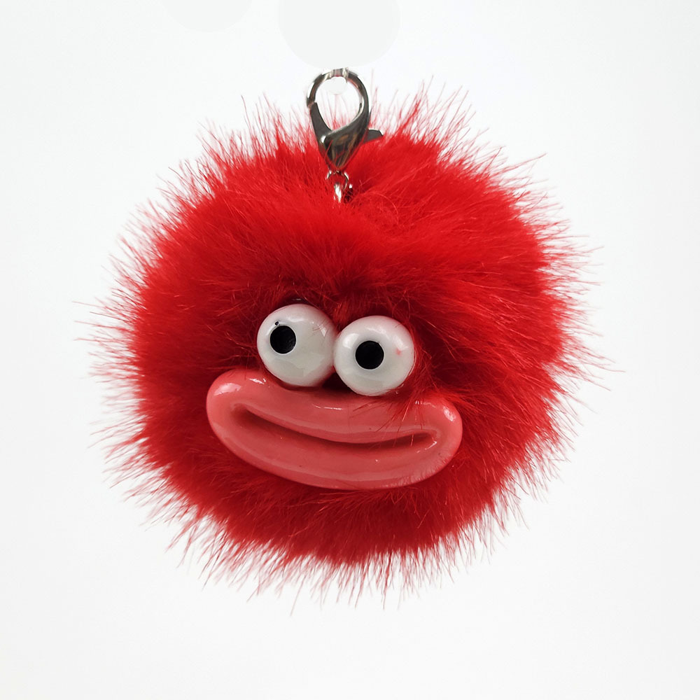 Ugly cute sausage mouth fur ball key chain fun girlfriends key chain cute student bag pull lock pendant