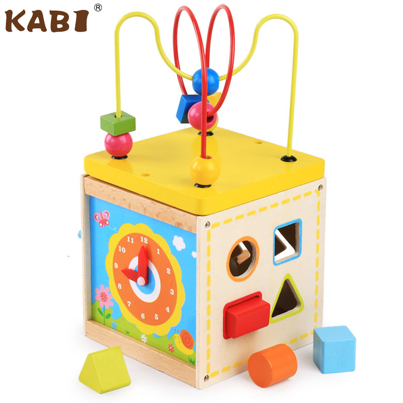 Picture of Wooden 1-3 Years Old Multifunctional Beaded Clock Beaded Building Blocks Treasure Boxes for Boys and Girls One Year Old Intellectual Toys