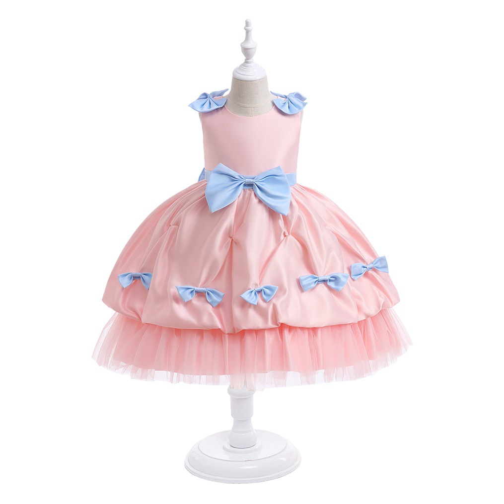 Wholesale New Children's Dress Princess Dress Satin Bow Dress Fluffy Host Catwalk Piano Performance Dress
