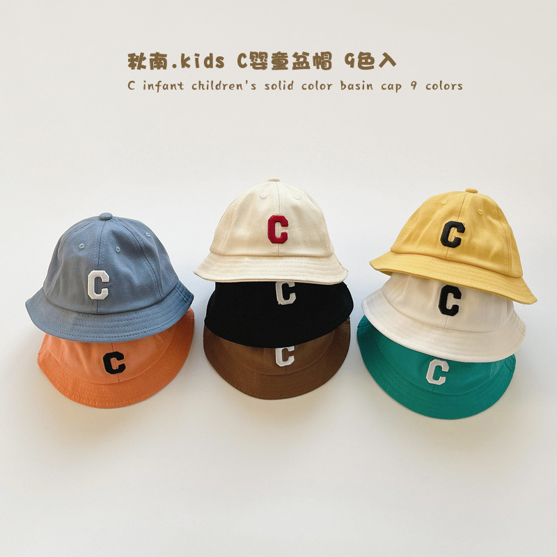 Picture of South Korea Baby Hat Spring and Autumn New Fashion Letter Basin Hat Boys and Girls Baby Sunscreen Children's Fisherman Hat