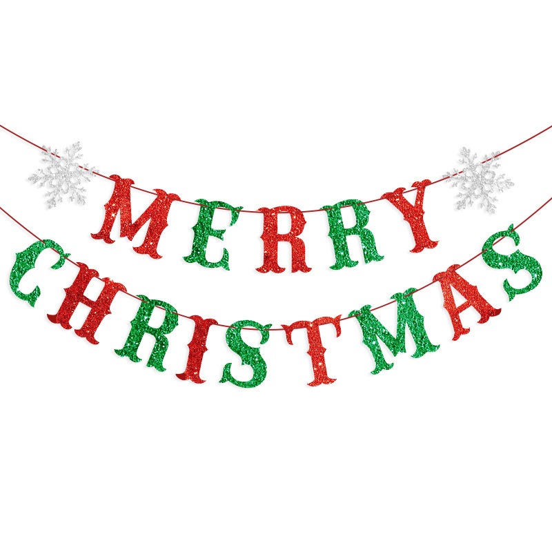 Picture of CHRISTMAS tree snowflake MERRY CHRISTMAS glitter flower CHRISTMAS decoration flag banner string flag