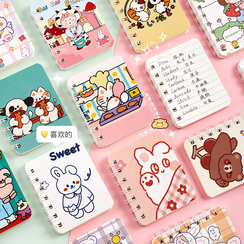 Picture of ins Creative Korean Coil Cartoon Mini Book Girl's Heart Cute Easy Pocket Learning Notebook T