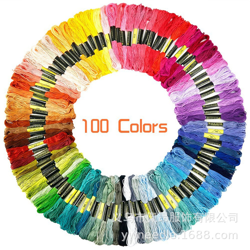 Picture of 100 color cross stitch thread embroidery thread manual DIY cross stitch thread woven color cotton thread spot wholesale