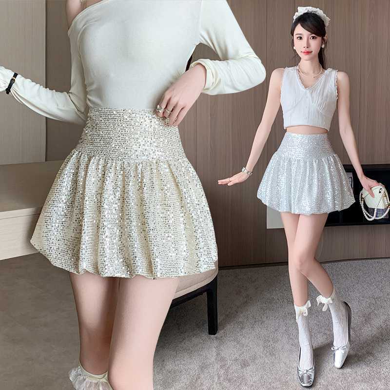 Real shot spring and summer new temperament socialite shiny sequins heavy industry flower corn skirt skirt skirt women