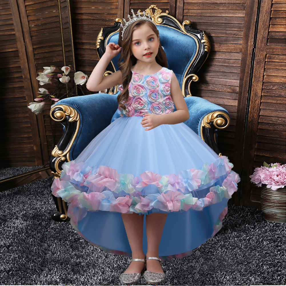 Picture of Amazon children's skirt children's colorful princess puffy wedding dress girls trailing dress Girls' dress