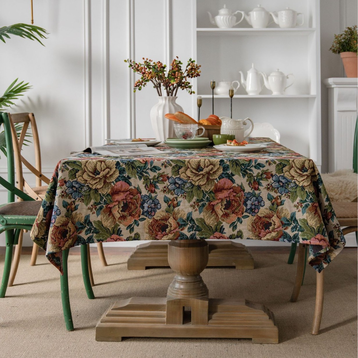 Picture of Yiqi Yun Miao Tablecloth Colorfulful Jacquard Tablecloth Double-Sided Pattern Thick Tablecloth Geometric Bohemian Style