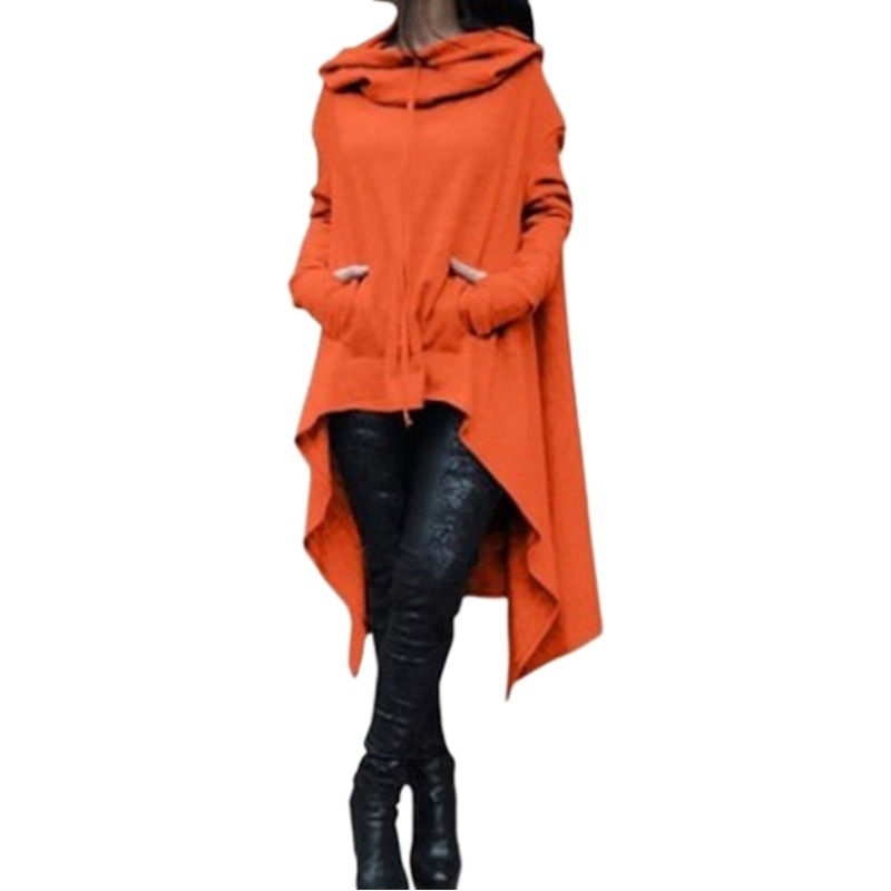 2020 Autumn and Winter wish Amazon new European and American solid color long hooded sweater 10 color 8 size