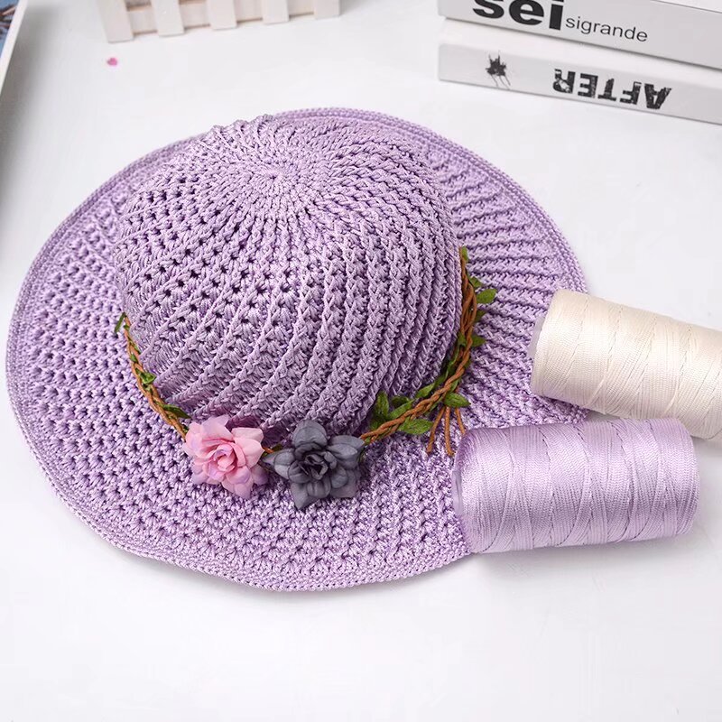 Medium mercerized ice twine fine ice silk wool diy hand-woven hollow crochet knitting thread sun hat shoes