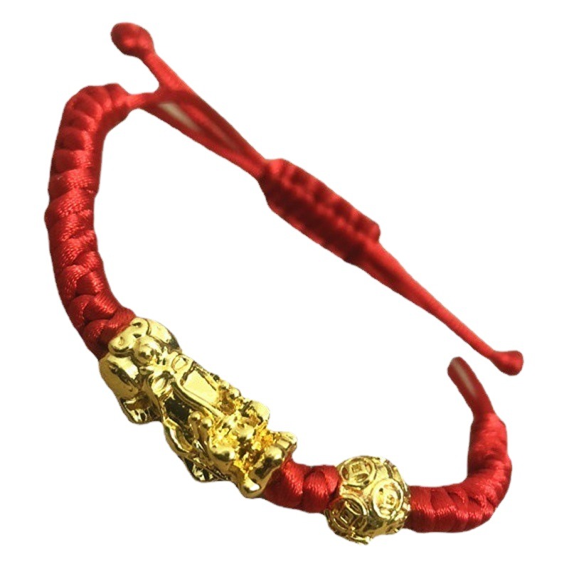 Dragon Boat Festival Pixiu Red Rope Bracelet Gold-Plated Pixiu Bracelet Wholesale Hand-Woven Colorful Thread Gifts