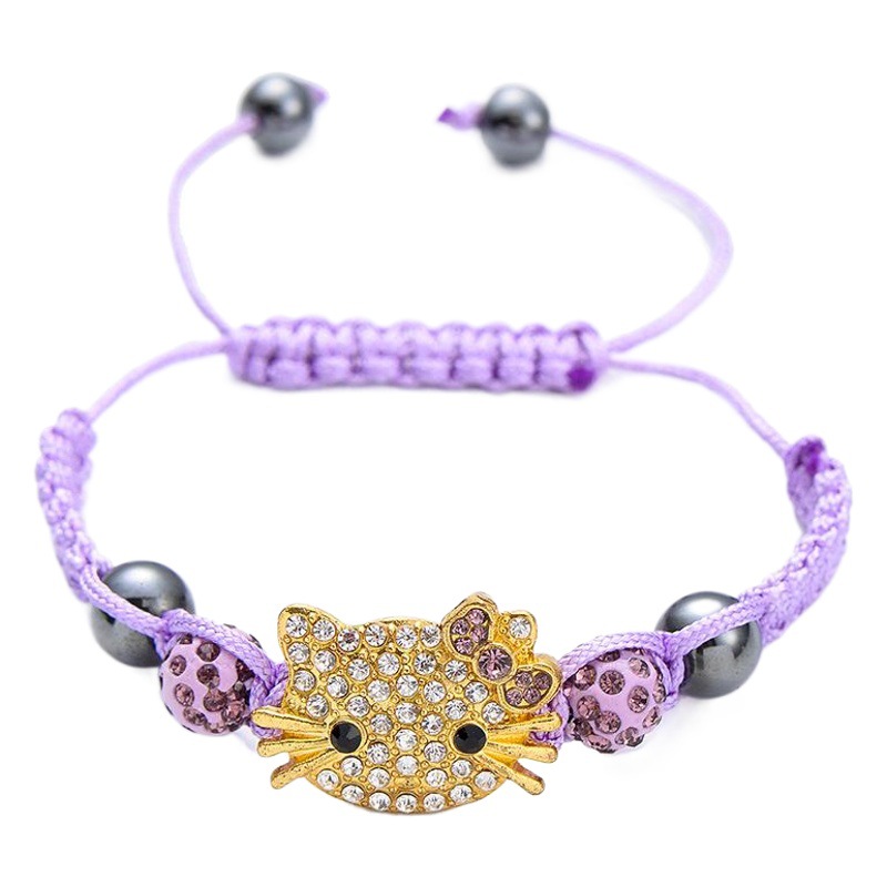 Cat Head soft clay full diamond ball woven Shambhala bracelet Crystal wish