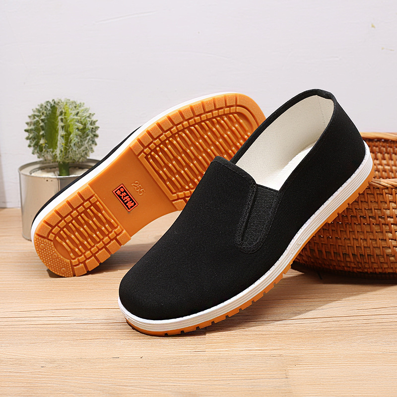 Huayu Tianxingjian Black Cloth Shoes, Old Beijing Cloth Shoes, Men's Slip-On Work Shoes, Dad Shoes, Wholesale, Comfortable and Versatile