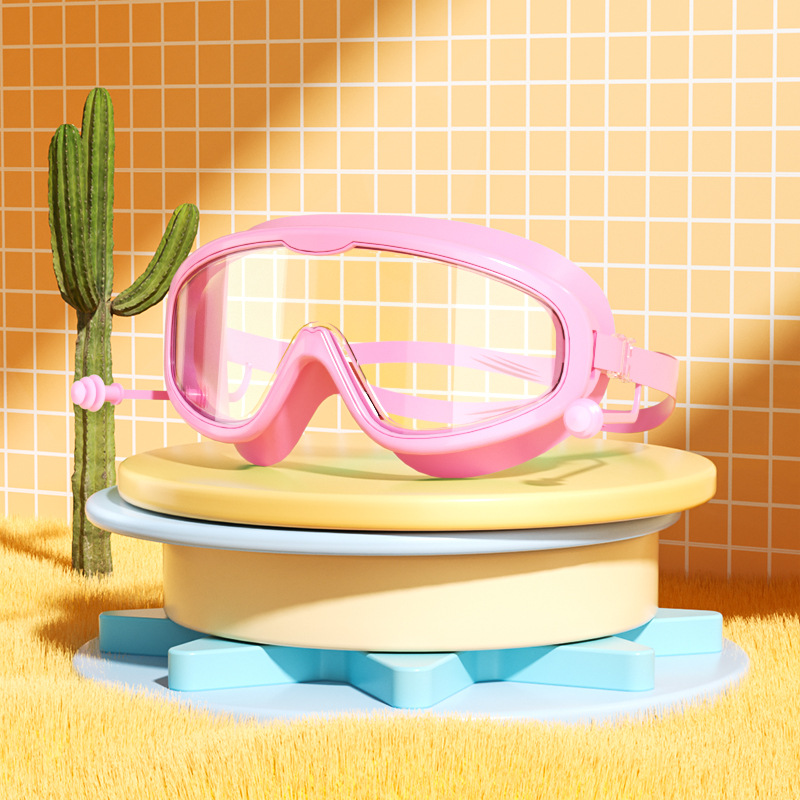 Picture of Factory direct selling children's swimming goggles large frame waterproof anti-fog professional swimming glasses student baby cute wholesale eye protection