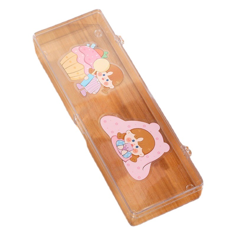 Transparent Stationery Box Student Simple Large Capacity Pencil Box Pet Material Pencil Box Kidsren's Stationery Storage Box Wholesale