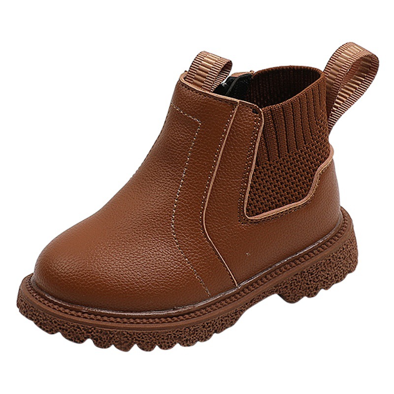 2025 Spring and Autum Boys' Fashionable Casual Versatile Soft-Soled Boots for Girls British Style Small Leather Shoes with Soft Soles and Comfortable
