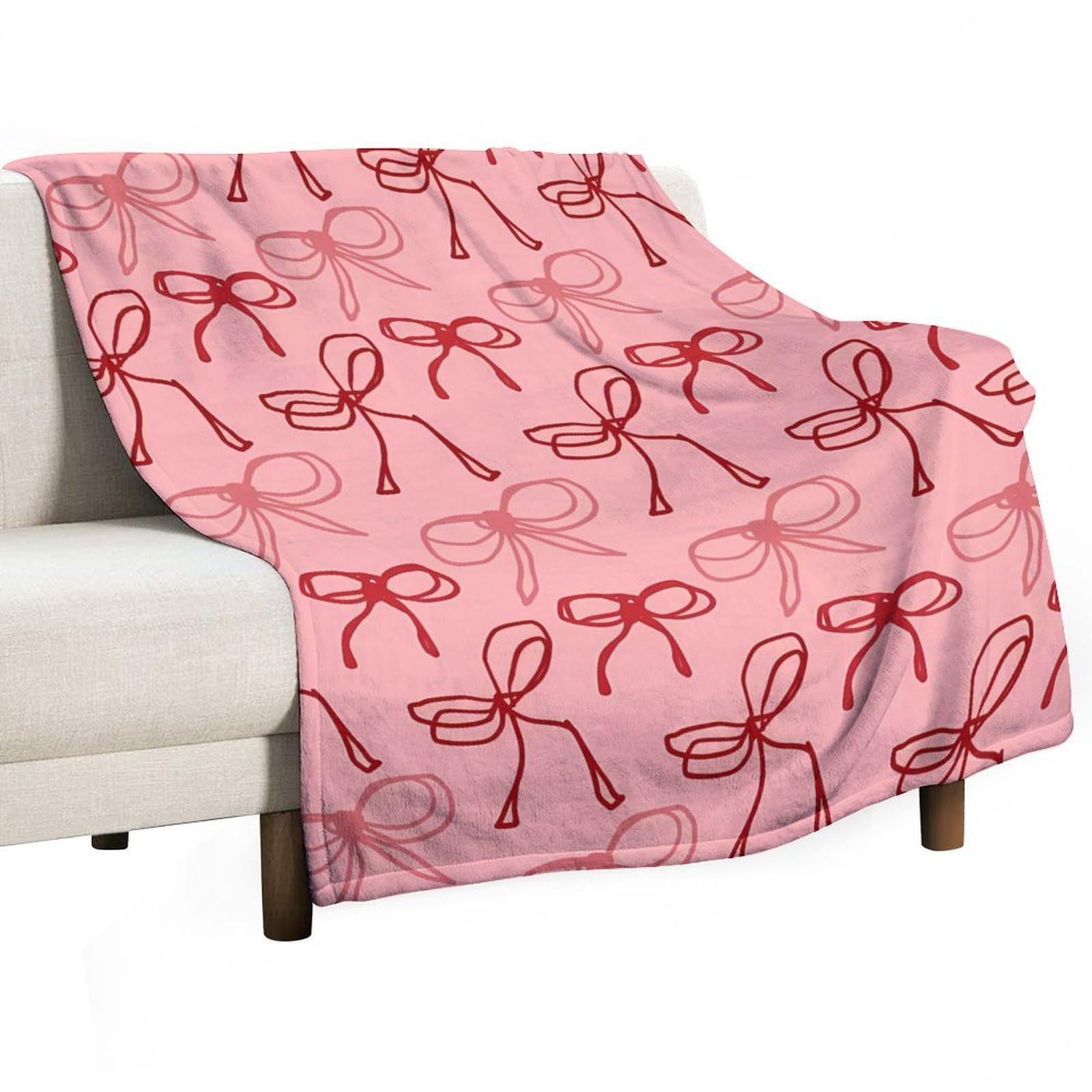 Picture of Foreign trade cross-border pink bow flannel blanket soft and comfortable digital printing blanket sofa blanket wholesale