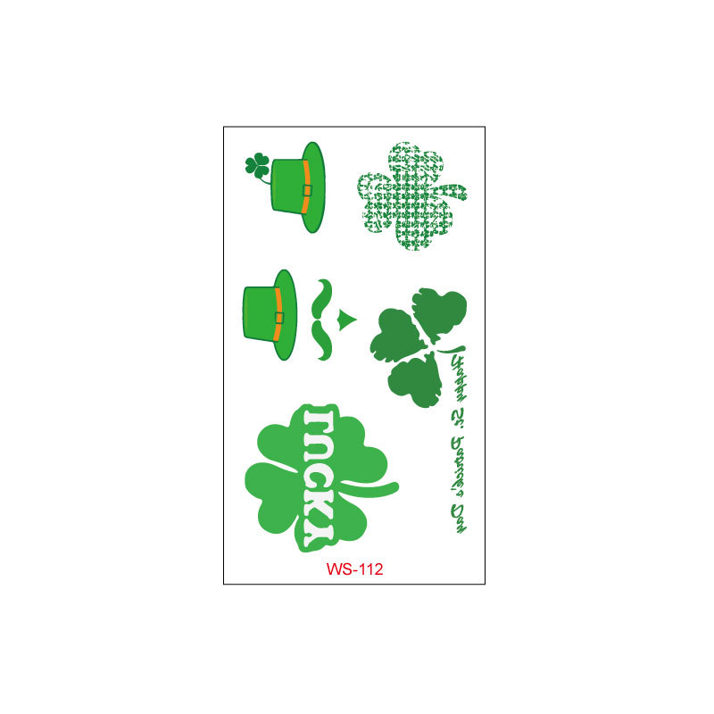 Picture of Cross-border Source Waterproof Sweat Green Hat Clover Face Irish Day Sticker St Patrick's Day Tattoo Sticker