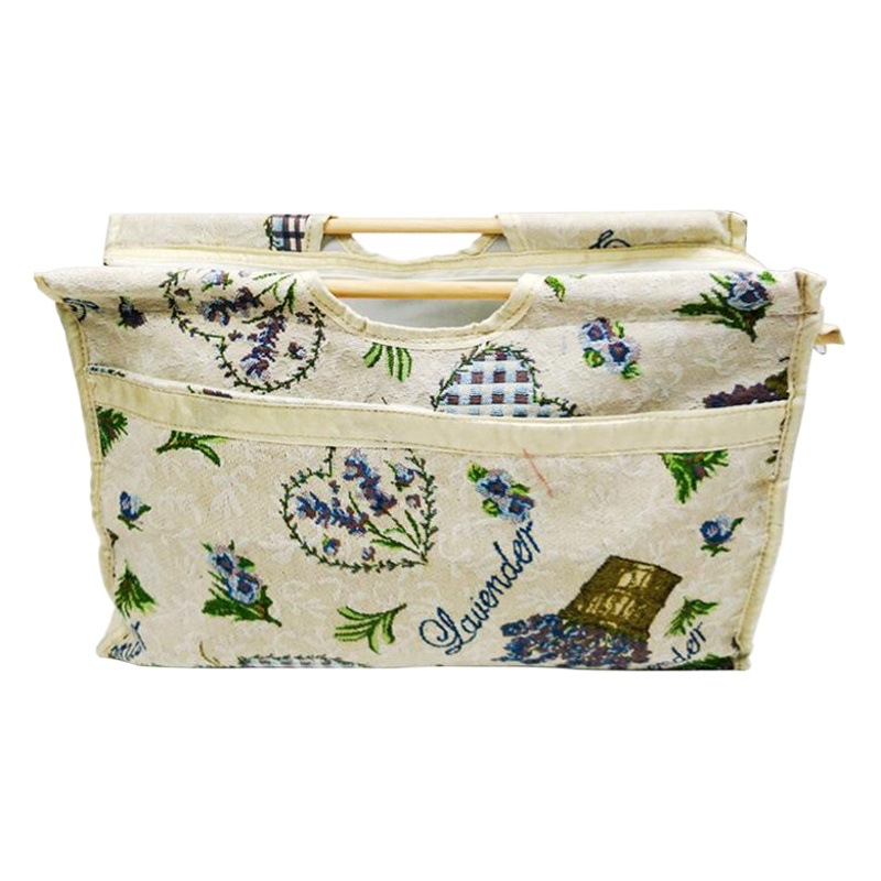 Picture of Cross-Border New Product Knitting Needle Bag Storage Bag with Wooden Handle, European-Style Jacquard Fabric Suitable for Knitting Sweaters, Yarn Balls, and Needlework