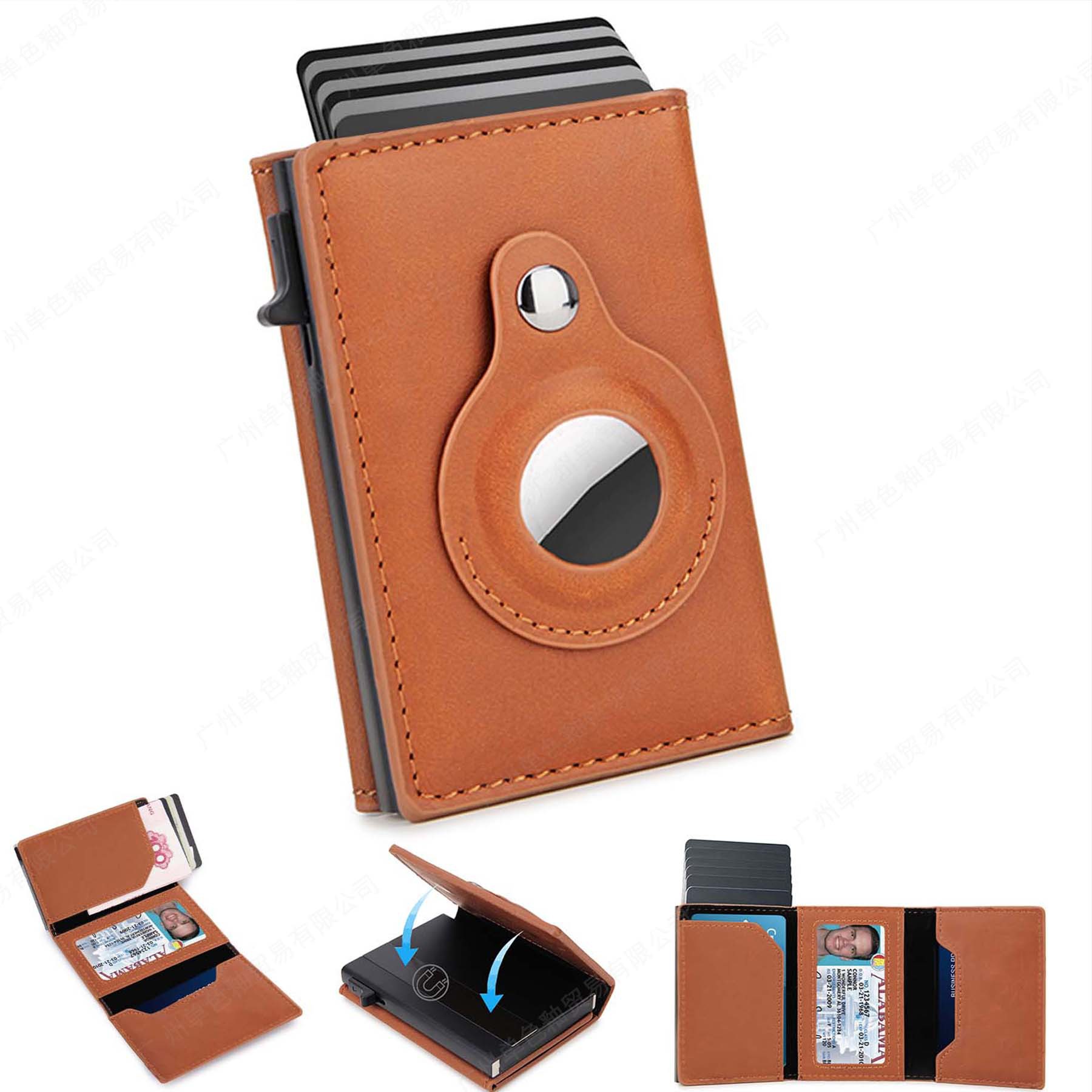Amazon Airtag Wallet Tracker Wallet Men's Advanced Sense RDIF Anti-theft Brush Tri-fold Anti-degaussing Card Bag