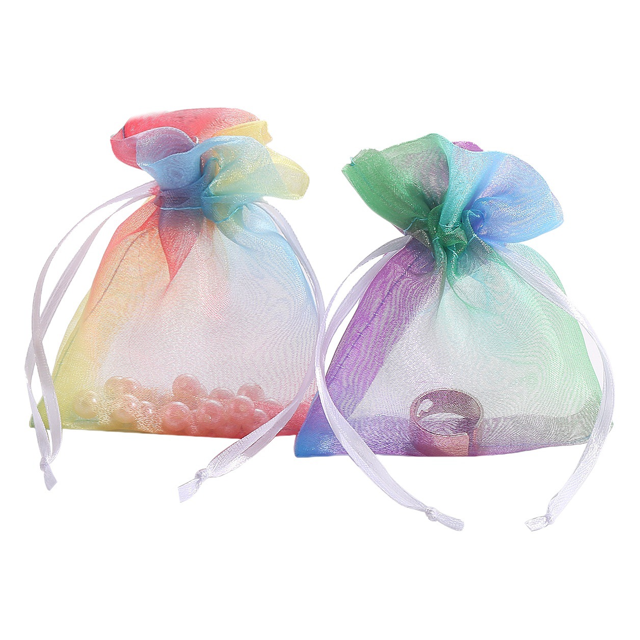 New colorful gradient color yarn bag transparent reflective Pearl yarn corgen yarn bag jewelry candy gift packaging bag