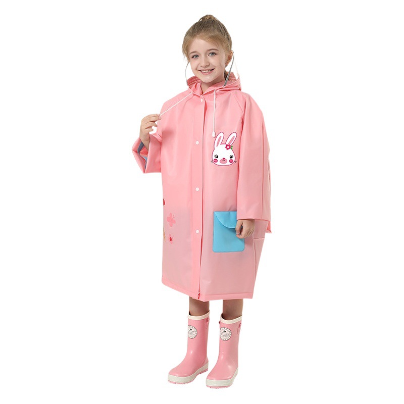 Children's Raincoat Wholesale Female Full Body Suit Baby Children's Poncho Korean Primary School Students with School Bag and Older Children's One-Piece